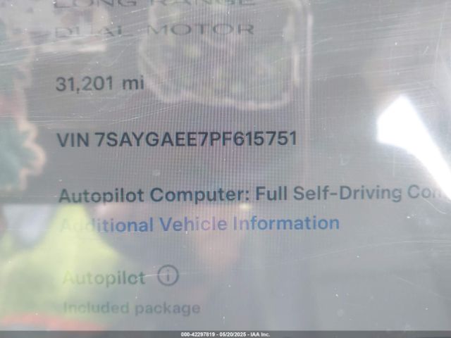 7SAYGAEE7PF615751 Tesla Model Y Awd/long Range Dual Motor All-wheel Drive