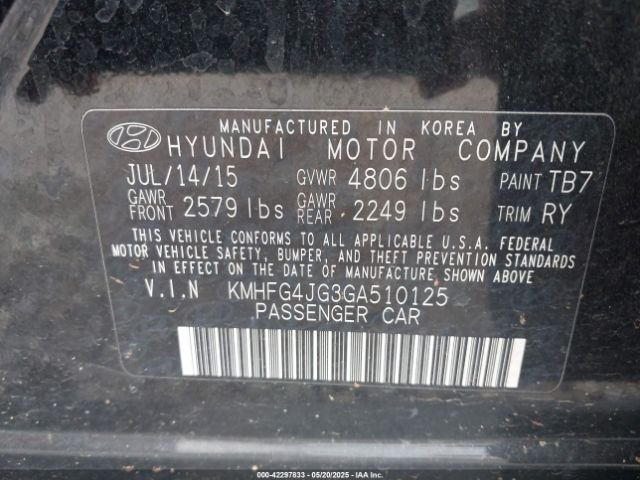 KMHFG4JG3GA510125 Hyundai dohc gdi lambda ii