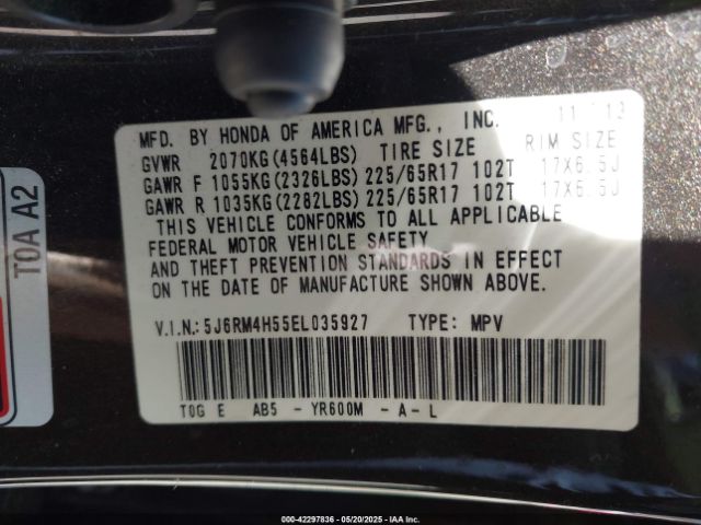 5J6RM4H55EL035927 Honda CR-V EX