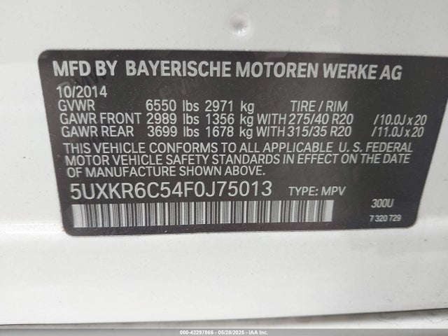 5UXKR6C54F0J75013 BMW 2015