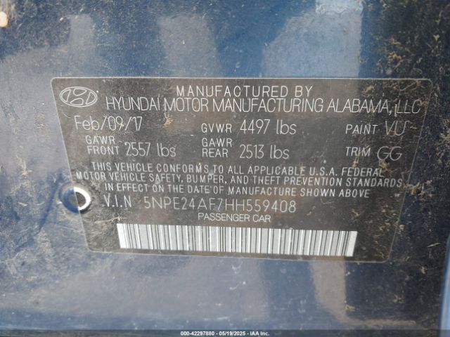 5NPE24AF7HH559408 Hyundai Sonata