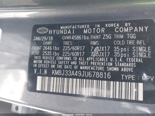 KM8J33A49JU678816 Hyundai gdi nu