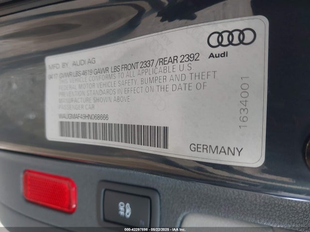 2017 AUDI A4 WAUGMAF49HN068666 Photo 8
