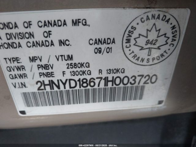 2001 ACURA MDX 2HNYD18671H003720 Photo 8