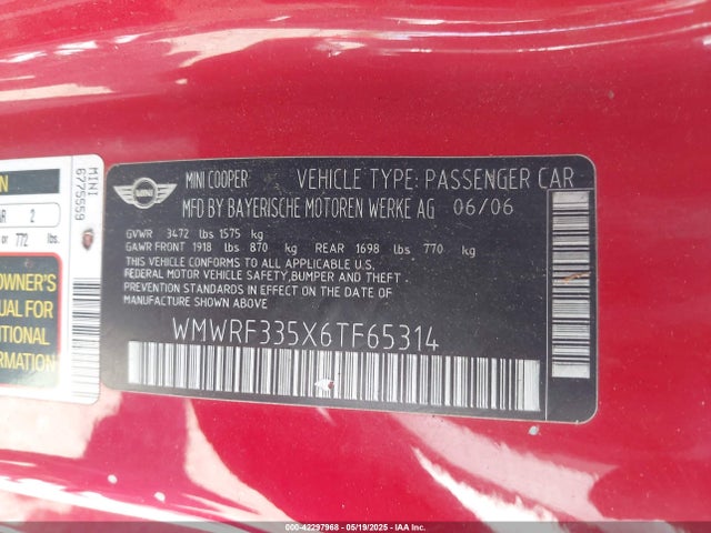 2006 MINI COOPER WMWRF335X6TF65314 Photo 8