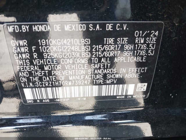 3CZRZ1H70RM739247 Honda k20z5