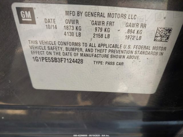 1G1PE5SB3F7124428 Chevrolet Cruze 2lt Auto