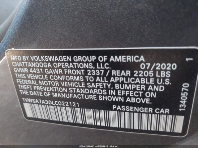 1VWSA7A30LC022121 Volkswagen Passat 2.0t Se
