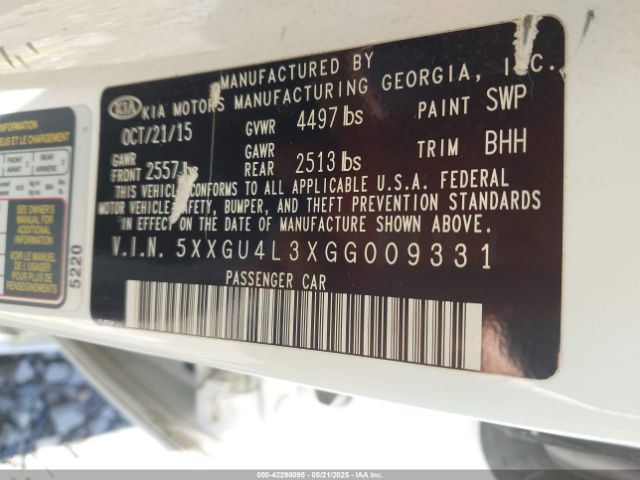5XXGU4L3XGG009331 KIA t-gdi theta ii