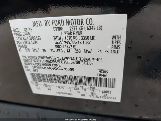 1FM5K8AR4GGA78659 Ford Police Interceptor