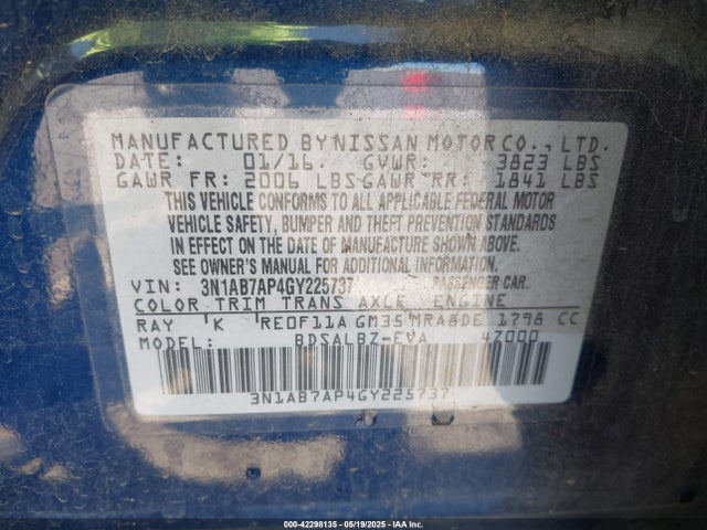 3N1AB7AP4GY225737 Nissan SENTRA S
