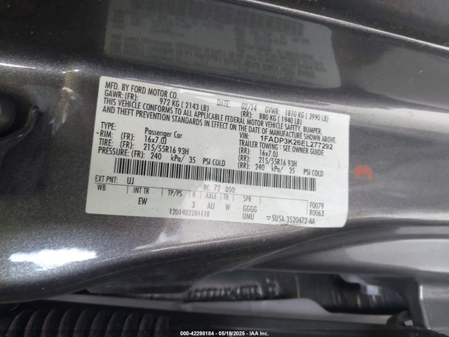 1FADP3K26EL277292 Ford FOCUS SE