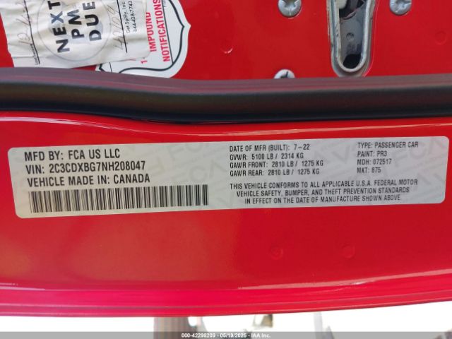 2022 DODGE CHARGER 2C3CDXBG7NH208047 Photo 8