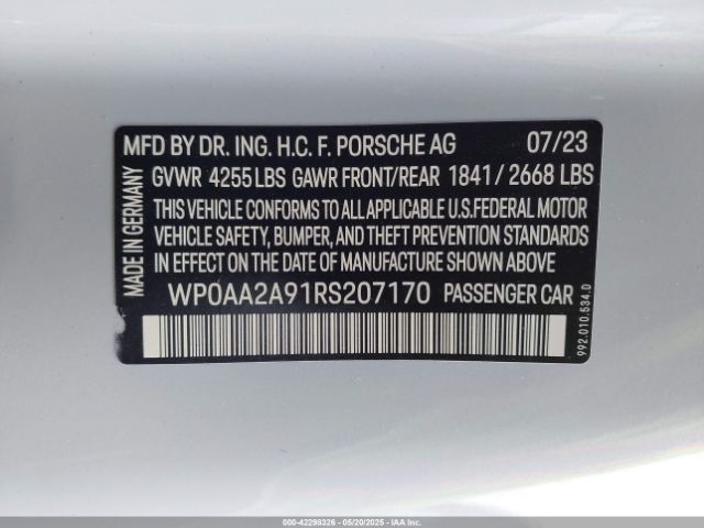 2024 PORSCHE 911 WP0AA2A91RS207170 Photo 8