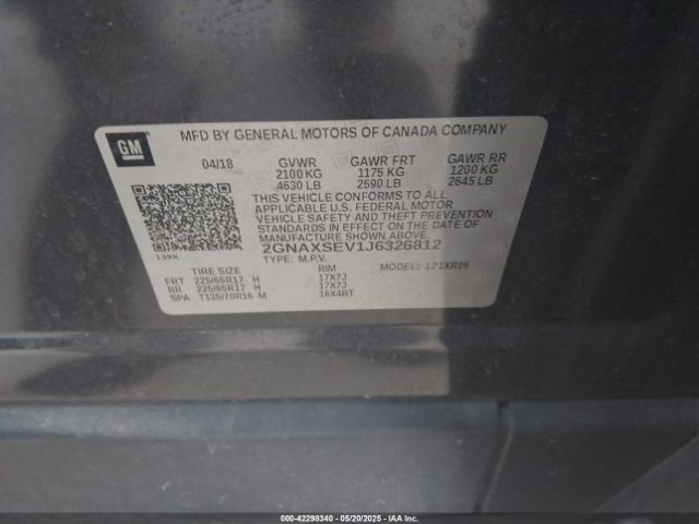 2018 CHEVROLET EQUINOX 2GNAXSEV1J6326812 Photo 8
