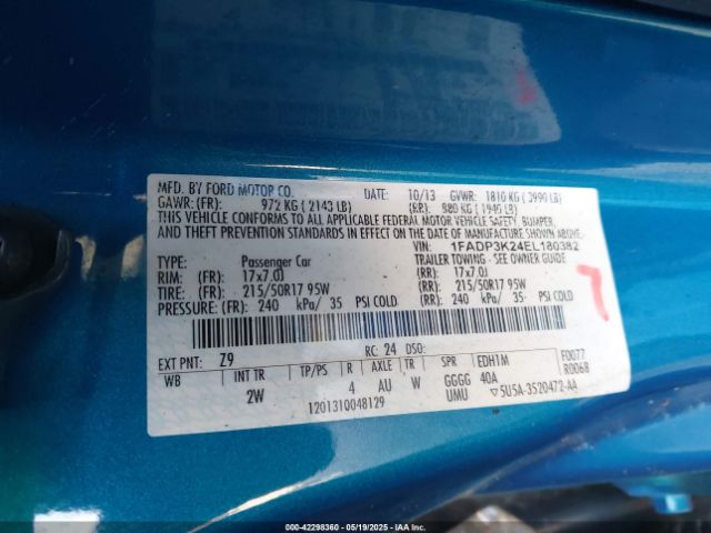 1FADP3K24EL180382 Ford FOCUS SE