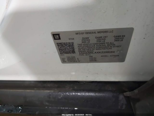 1GKKNRLAXKZ299194 GMC Acadia Sle-1