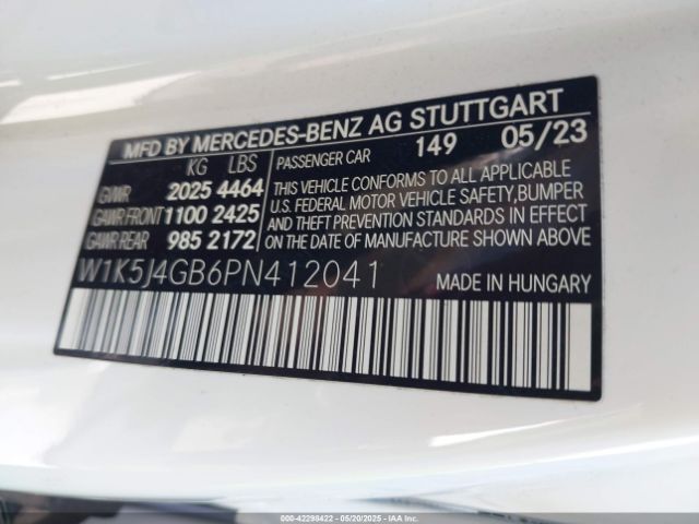 W1K5J4GB6PN412041 Mercedes-Benz Cla 250 Coupe