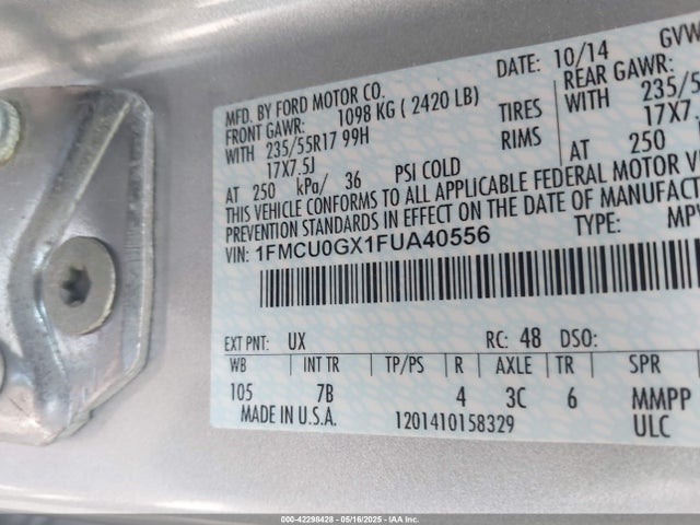 1FMCU0GX1FUA40556 Ford ESCAPE SE