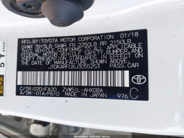 JTDKARFUXJ3055253 Toyota Prius Three