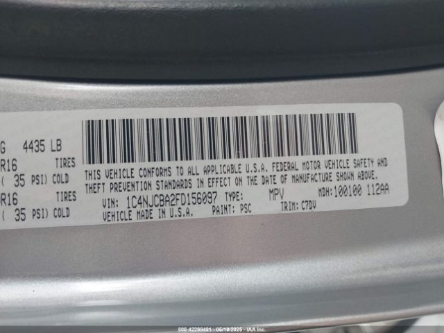 1C4NJCBA2FD156097 Jeep Compass Sport