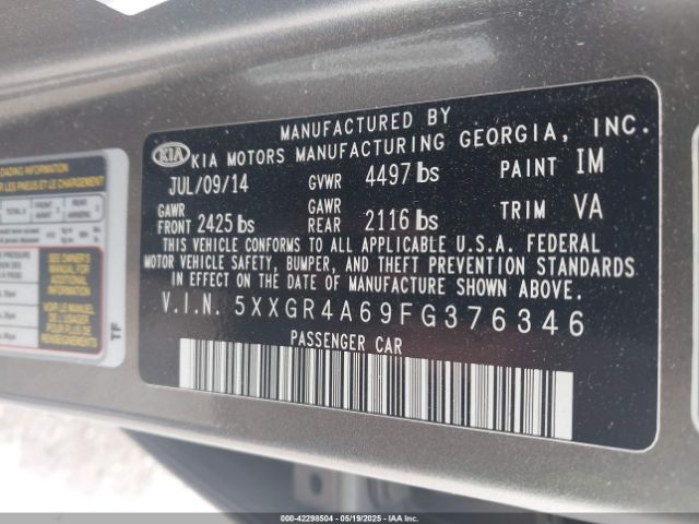 5XXGR4A69FG376346 KIA Optima Sx Turbo