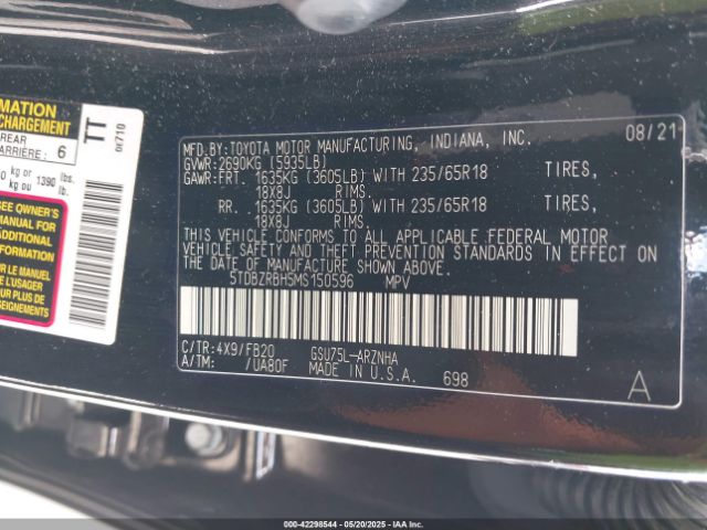 5TDBZRBH5MS150596 Toyota Highlander Le