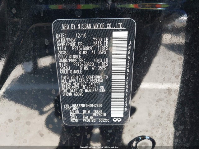 Infiniti 2017 2017 JN8AZ2NF5H9642826 Image 9