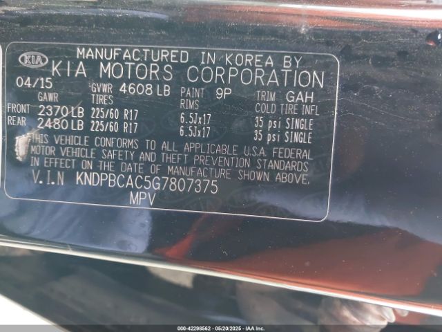 KNDPBCAC5G7807375 KIA Sportage Lx