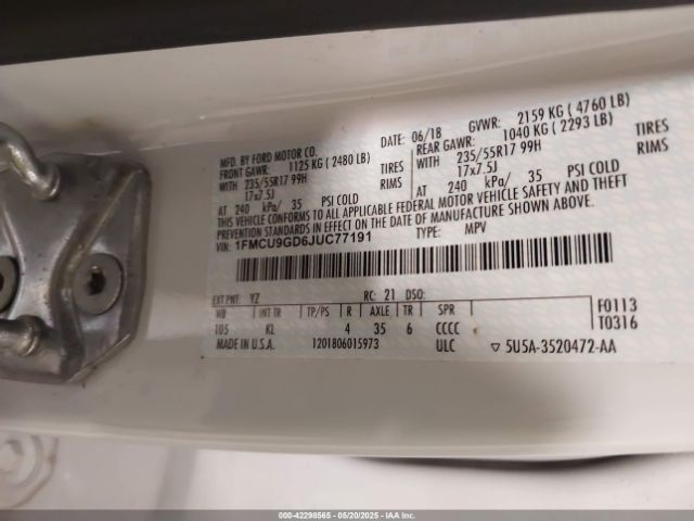 2018 FORD ESCAPE 1FMCU9GD6JUC77191 Photo 8