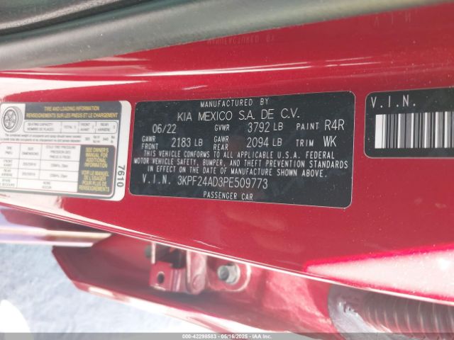 3KPF24AD3PE509773 KIA mpi nu