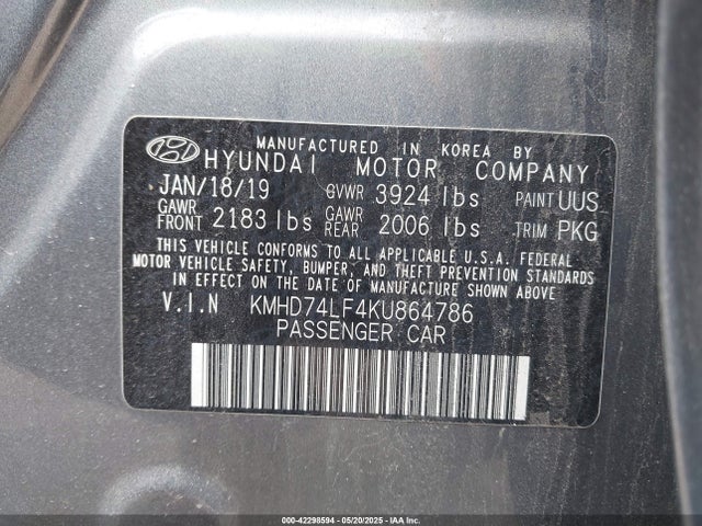 KMHD74LF4KU864786 Hyundai mpi nu