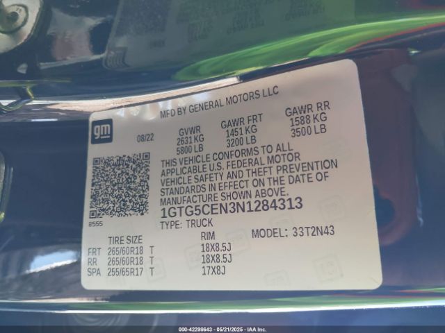 1GTG5CEN3N1284313 GMC Canyon 2wd  Short Box Elevation
