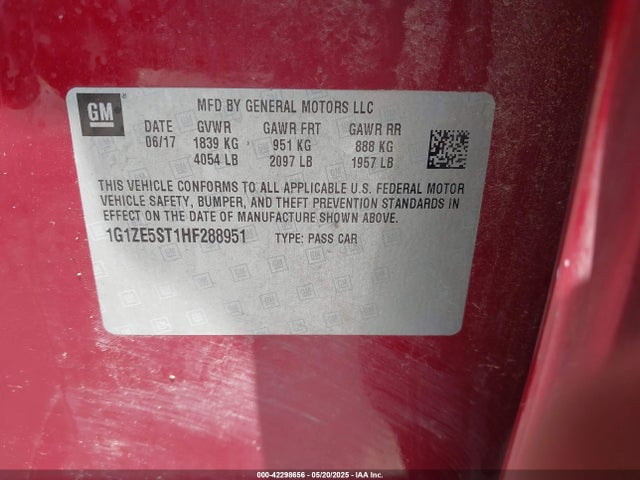 1G1ZE5ST1HF288951 Chevrolet MALIBU 1LT