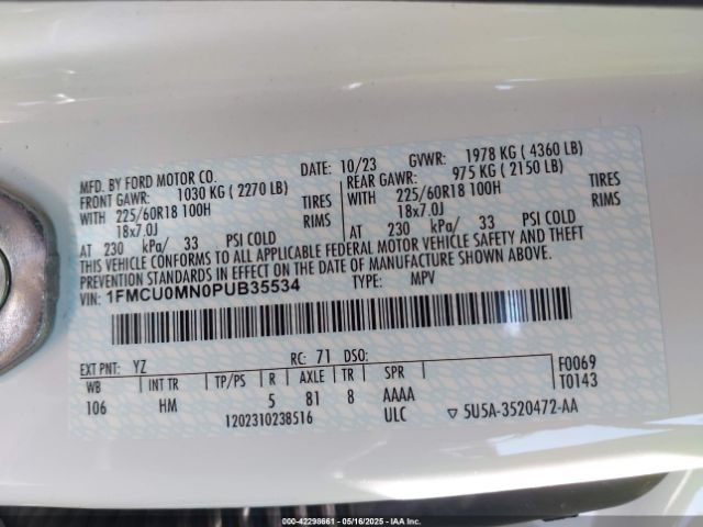 2023 FORD ESCAPE 1FMCU0MN0PUB35534 Photo 8