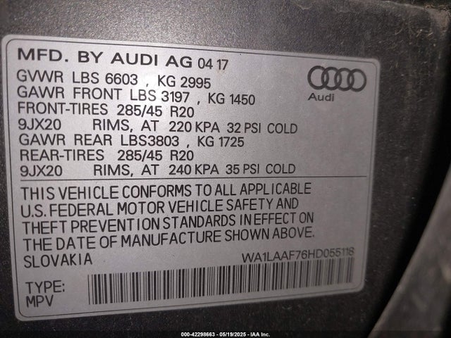 2017 AUDI Q7 WA1LAAF76HD055118 Photo 8