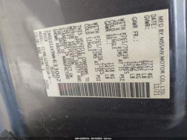 2022 NISSAN FRONTIER 1N6ED1EK9NN633002 Photo 8