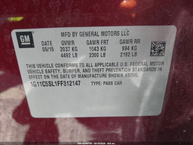 1G11C5SL1FF312147 Chevrolet MALIBU 1LT