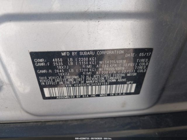 4S4BSENC3H3401597 Subaru Outback 3.6r Limited