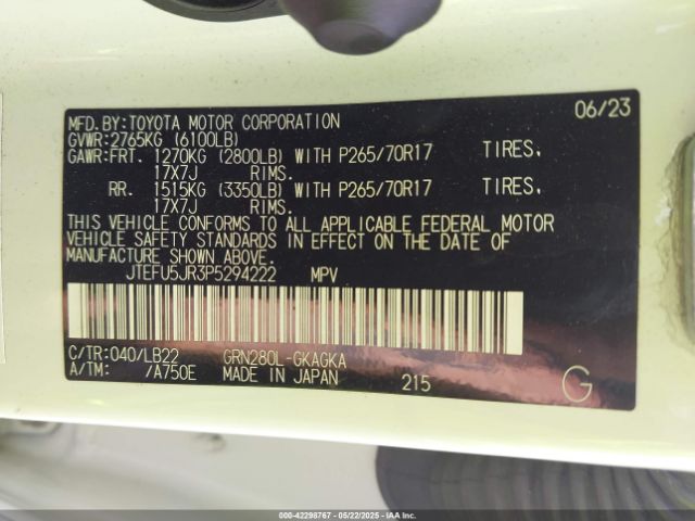 2023 TOYOTA 4RUNNER JTEFU5JR3P5294222 Photo 8