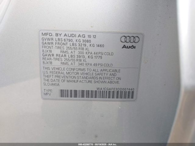 2013 AUDI Q7 WA1CGAFE3DD007440 Photo 8