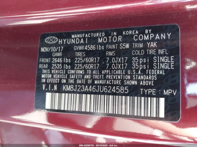 2018 HYUNDAI TUCSON KM8J23A46JU624585 Photo 8