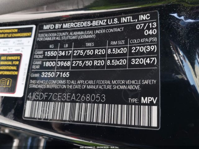4JGDF7CE3EA268053 Mercedes-Benz Gl 450 4matic