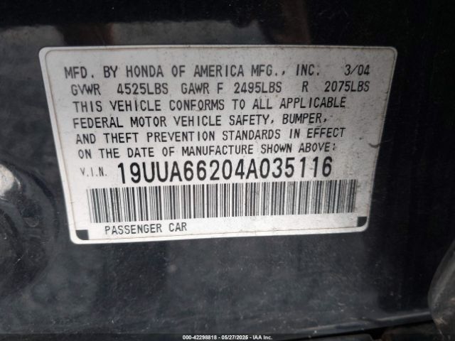 2004 ACURA TL 19UUA66204A035116 Photo 8