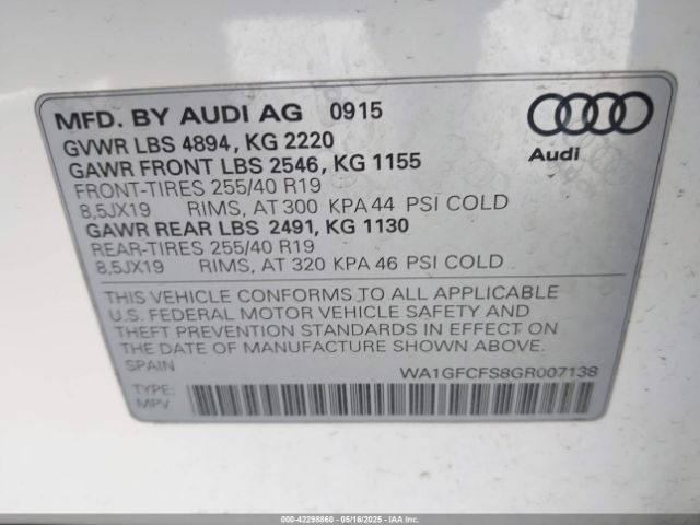 WA1GFCFS8GR007138 Audi Q3 2.0t Premium Plus