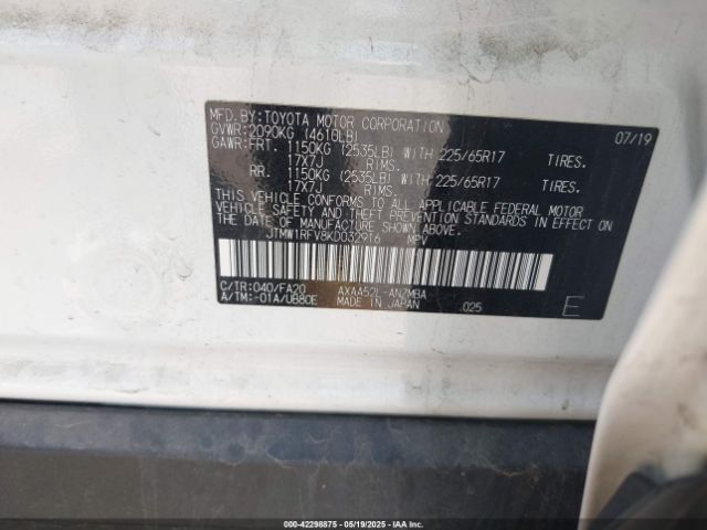 JTMW1RFV8KD032916 Toyota a25a-fks