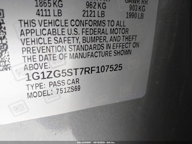 1G1ZG5ST7RF107525 Chevrolet lfv