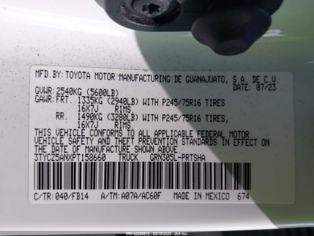 3TYCZ5ANXPT158660 Toyota Tacoma Sr V6