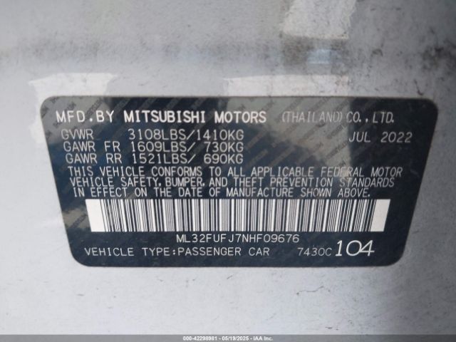 2022 MITSUBISHI MIRAGE G4 ML32FUFJ7NHF09676 Photo 8