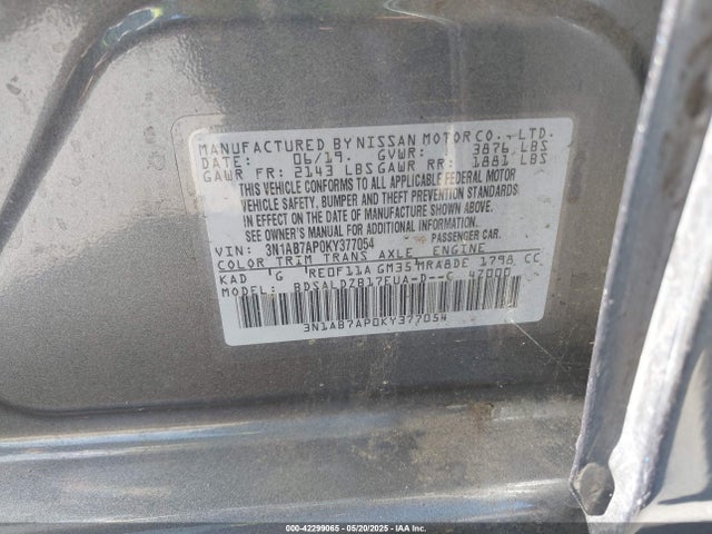 3N1AB7AP0KY377054 Nissan SENTRA SV